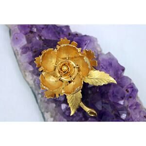 1960's Warner Day and Night Mechanical Flower Brushed Gold Tone brooch